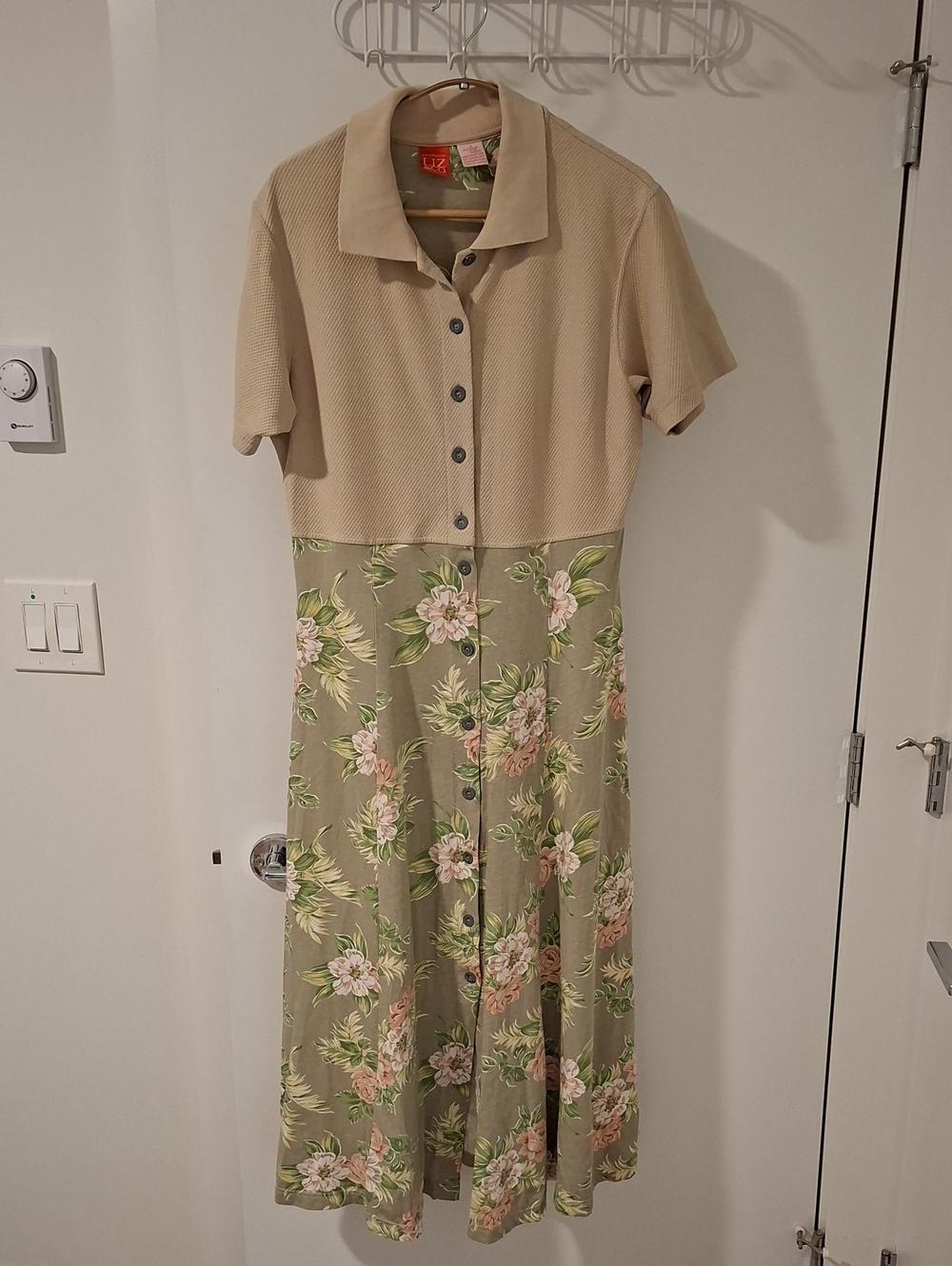 Vintage Liz Claiborne 90's 100% Cotton Polo-neck Floral Maxi Dress (Size M)